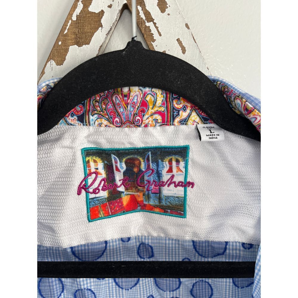 Robert Graham Blue Phillipe Long Sleeve Button Down Men's Size Large - Picture 3 of 9